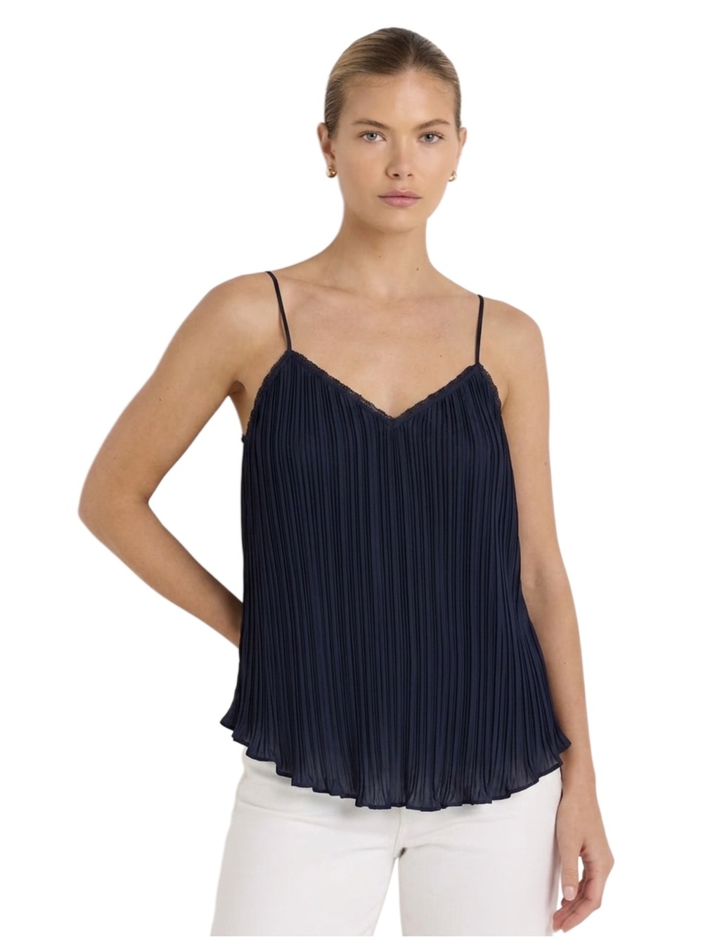 Rebecca Taylor Navy Pleated Camisole — Size S
